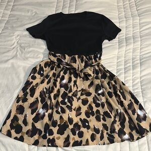 Stylish Black and Tan belted Dress